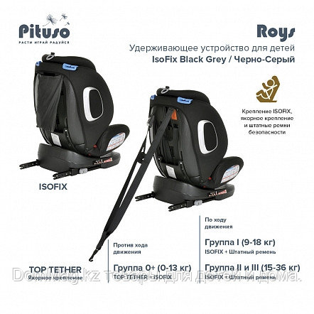 Pituso Удерживающее устройство для детей 0-36 кг Roys Black Grey/Черно ...