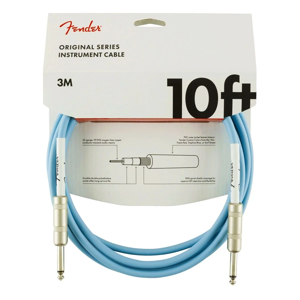 Инструментальный кабель, 3м, Fender Original Series Instrument Cable 10" Daphne Blue 099-0510-003