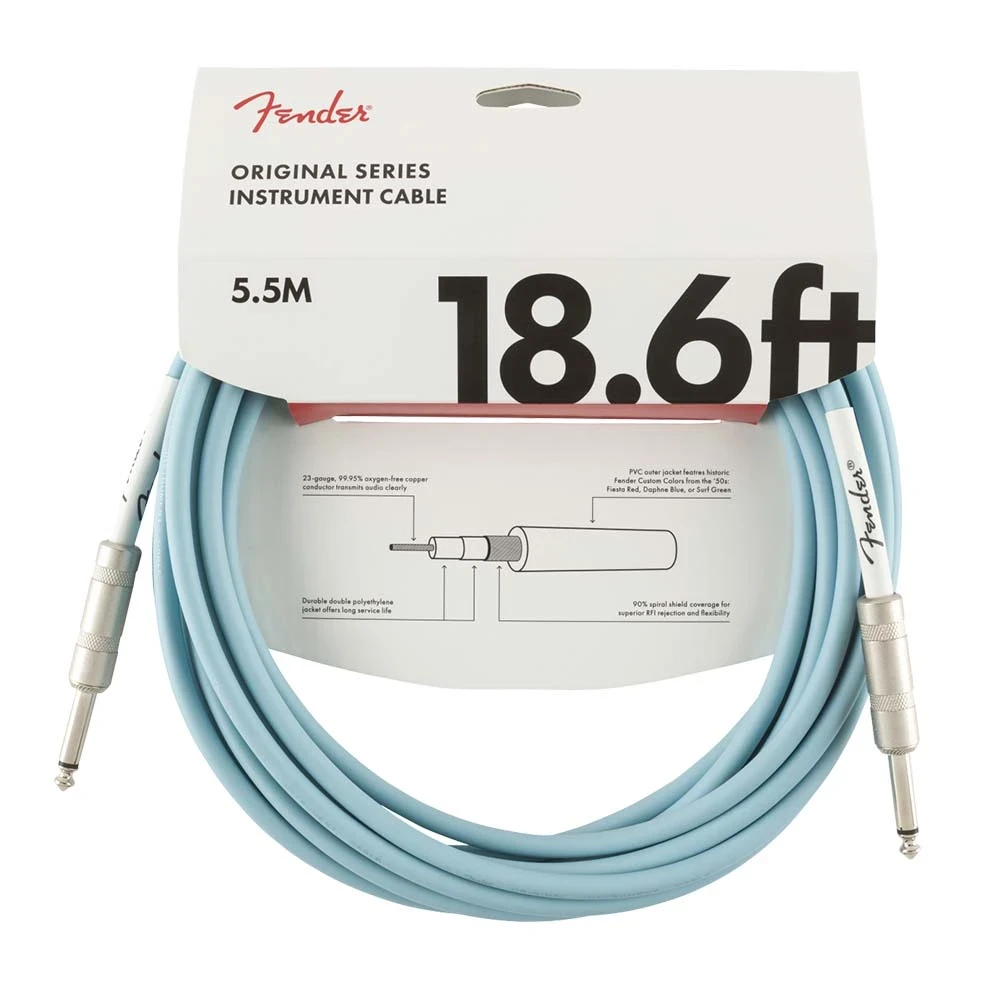 Инструментальный кабель, 5,5м, Fender® Original Series 18.6' Daphne Blue 099-0520-003 - фото 1 - id-p103542073