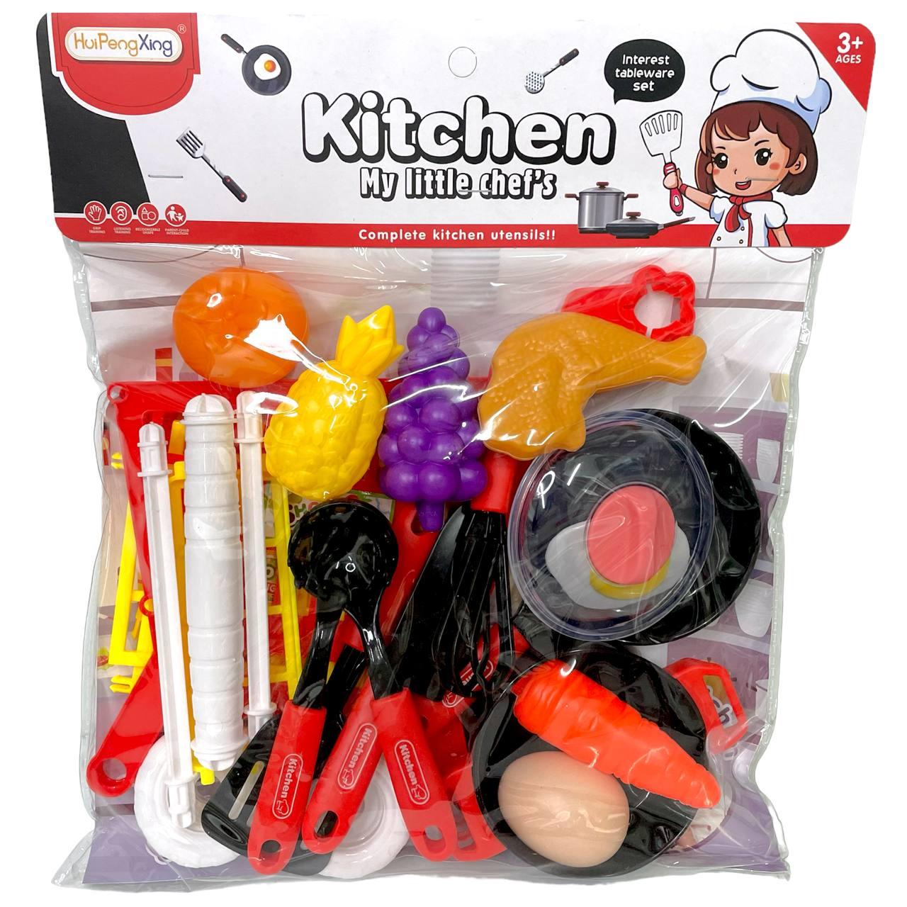 7706-9 Красная Кухня с тележкой Kitchen my Little Chefs 32*29см