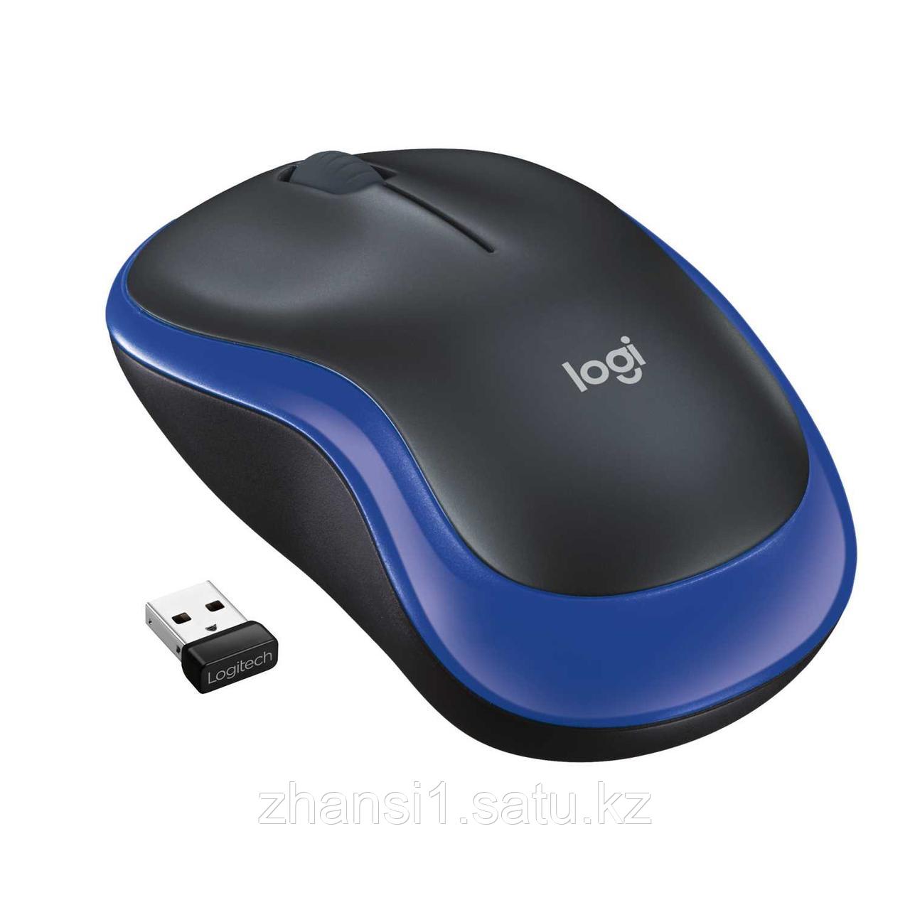 Мышь беспроводная Logitech M185 Blue (синяя, оптическая, 1000dpi, 2.4 GHz/USB-ресивер) (M/N: MR0087 / CU0019)