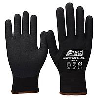 NITRAS 1606WV SNOW FIGHTER+ трикотажные перчатки из чёрного нейлона, на ¾ облитые зернистым нитрилом