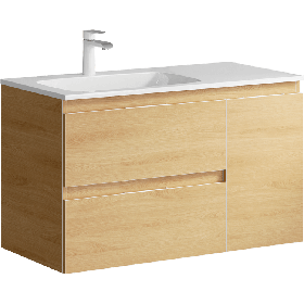 Тумба подвесная «ACCENT» 90см с умывальником Malaga 900L (цвет: дуб золотой)