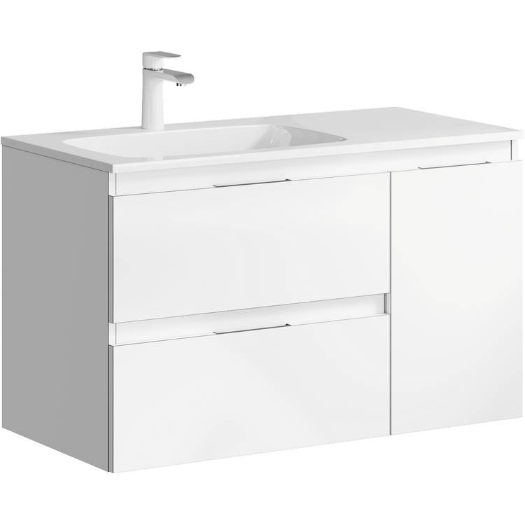 Тумба подвесная «ACCENT» 90см с умывальником Malaga 900L (цвет: белый), фото 1