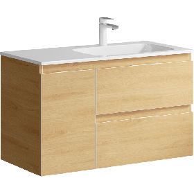 Тумба подвесная «ACCENT» 90см с умывальником Malaga 900R (цвет: дуб золотой)