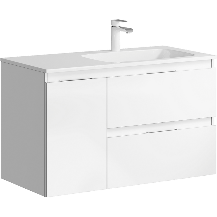 Тумба подвесная «ACCENT» 90см с умывальником Malaga 900R (цвет: белый), фото 1