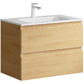 Тумба подвесная «ACCENT» 75см с умывальником Malaga 750 (цвет: дуб золотой)