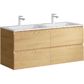 Тумба подвесная «ACCENT» 120см с умывальником Malaga 1200 Duet (цвет: дуб золотой)