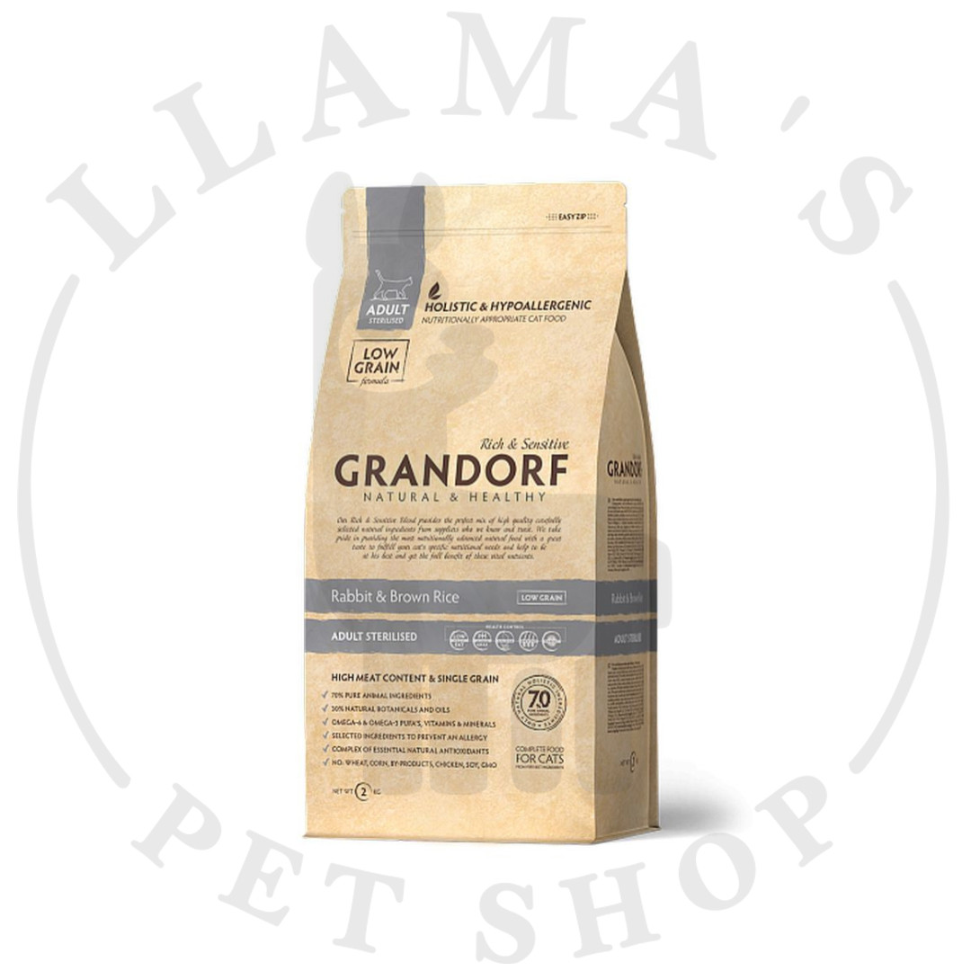 Grandorf Cat Rabbit & Brown Rice Sterilised Adult (кролик с рисом для стерилизованных кошек) 2 кг - фото 1 - id-p103564695