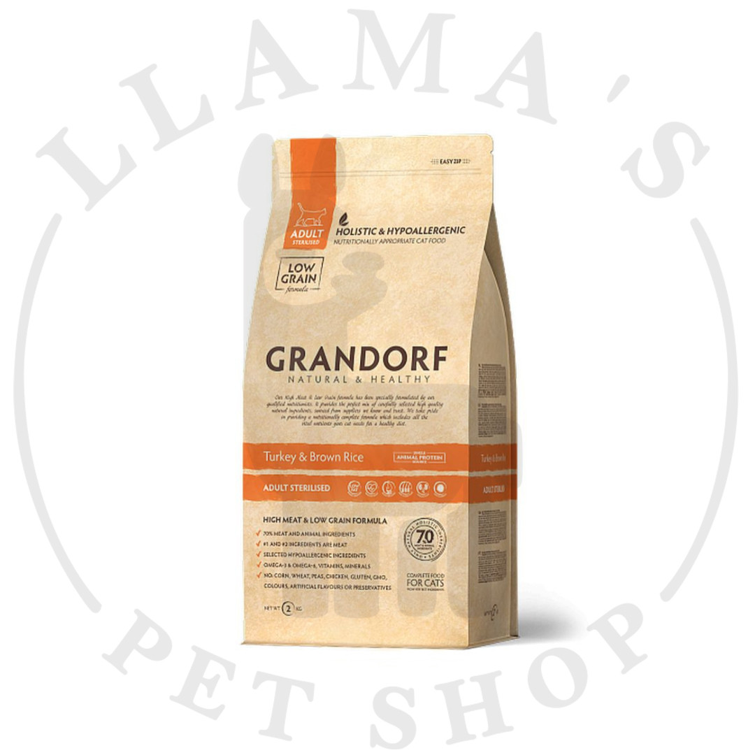 Grandorf Cat Turkey & Brown Rice Sterilised Adult (индейка с бурым рисом для стерилизованных кошек) 2кг - фото 1 - id-p103564780