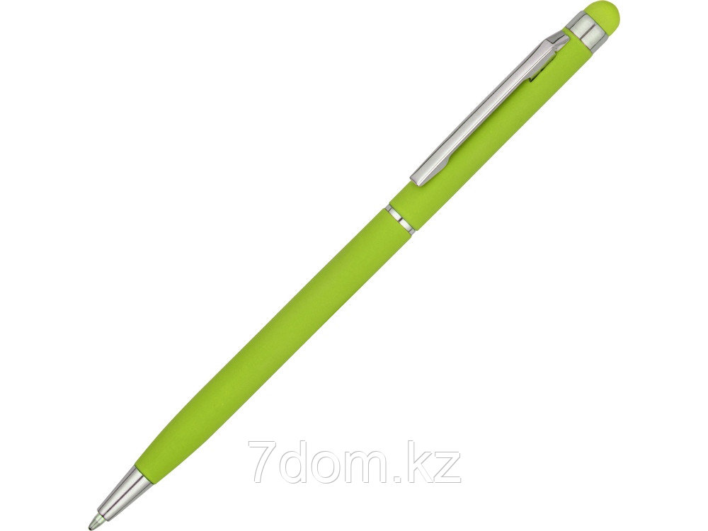 Ручка-стилус шариковая Jucy Soft с покрытием soft touch, зеленое яблоко, фото 1