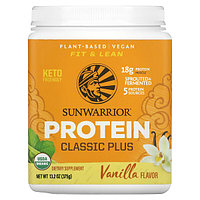 Sunwarrior, Protein Classic Plus, Протеин на растительной основе, ванильный вкус, 375 г