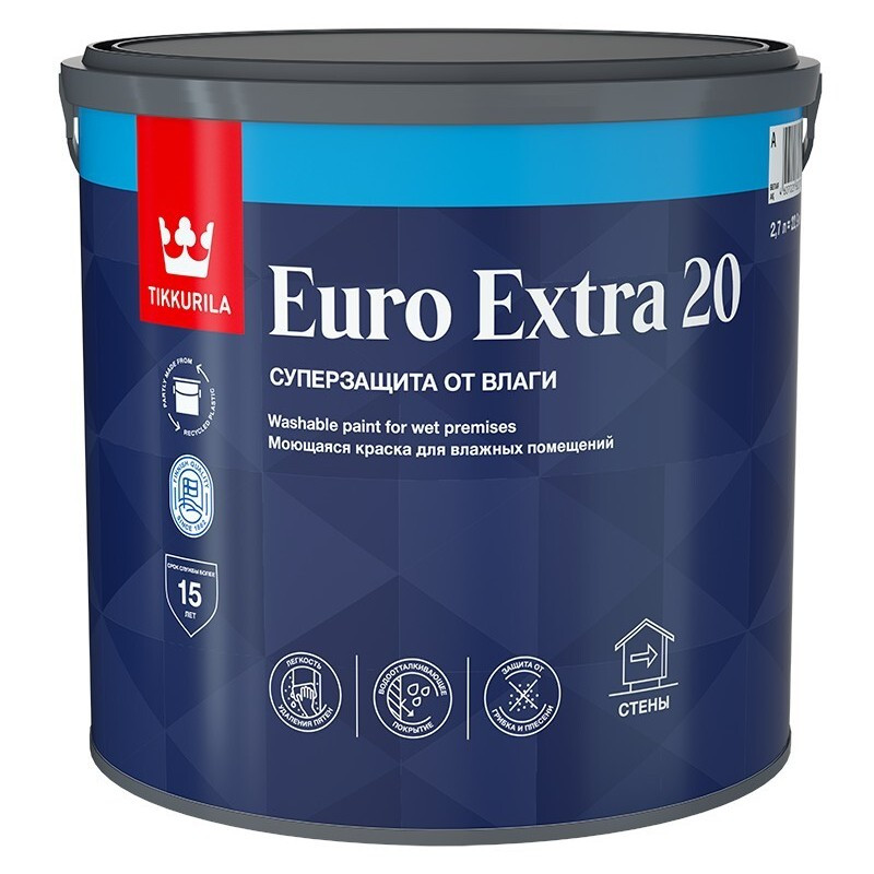 Краска для влажных помещений EURO EXTRA 20 A п/мат Tikkurila 2.7 - фото 1 - id-p103579973