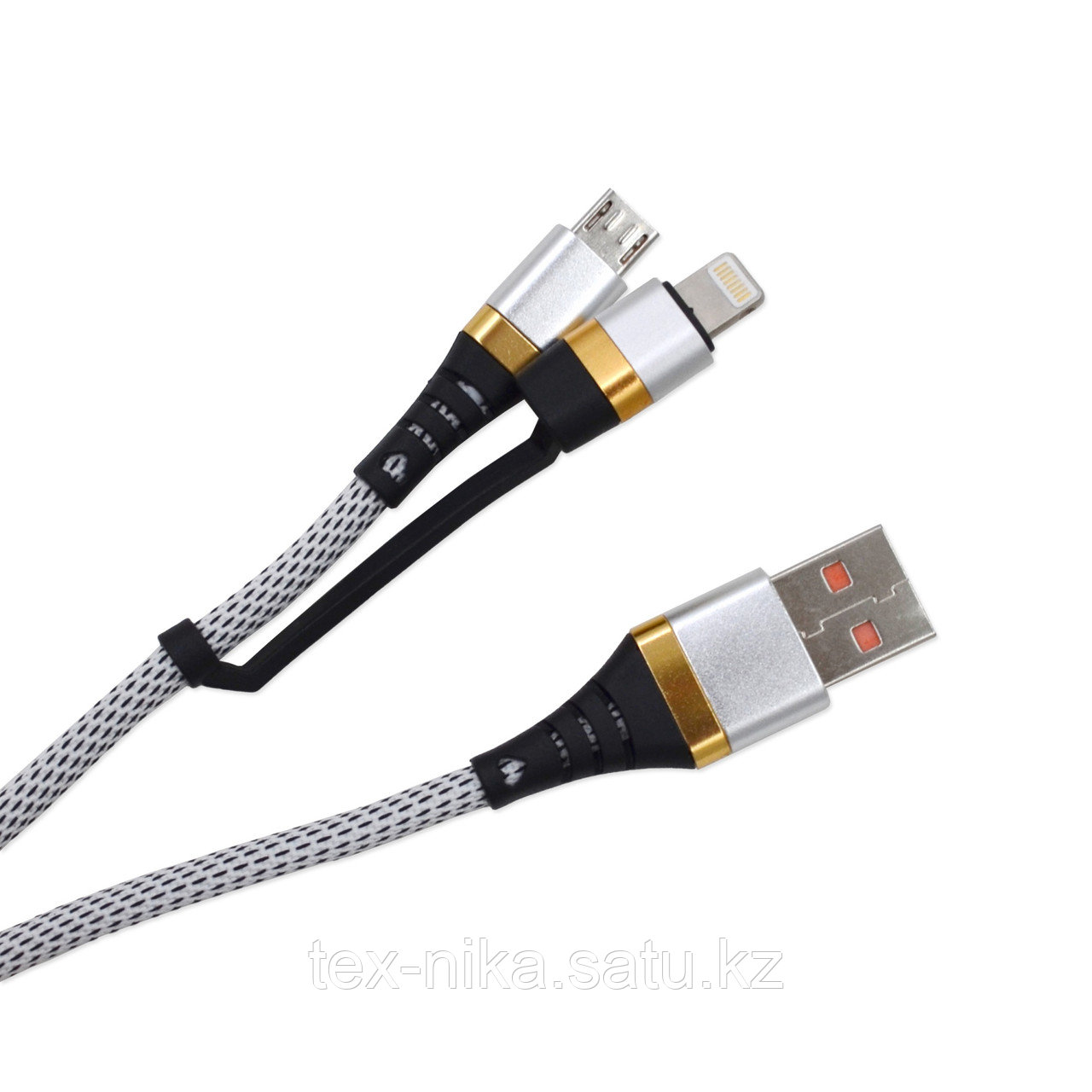 Кабель USB AM - MicroUSB BM + Lightning переходник, 1 м
