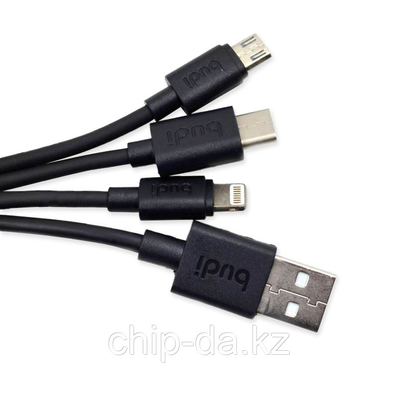 Кабель USB AM - Micro/TypeC/Lightning Budi, 1.4 м