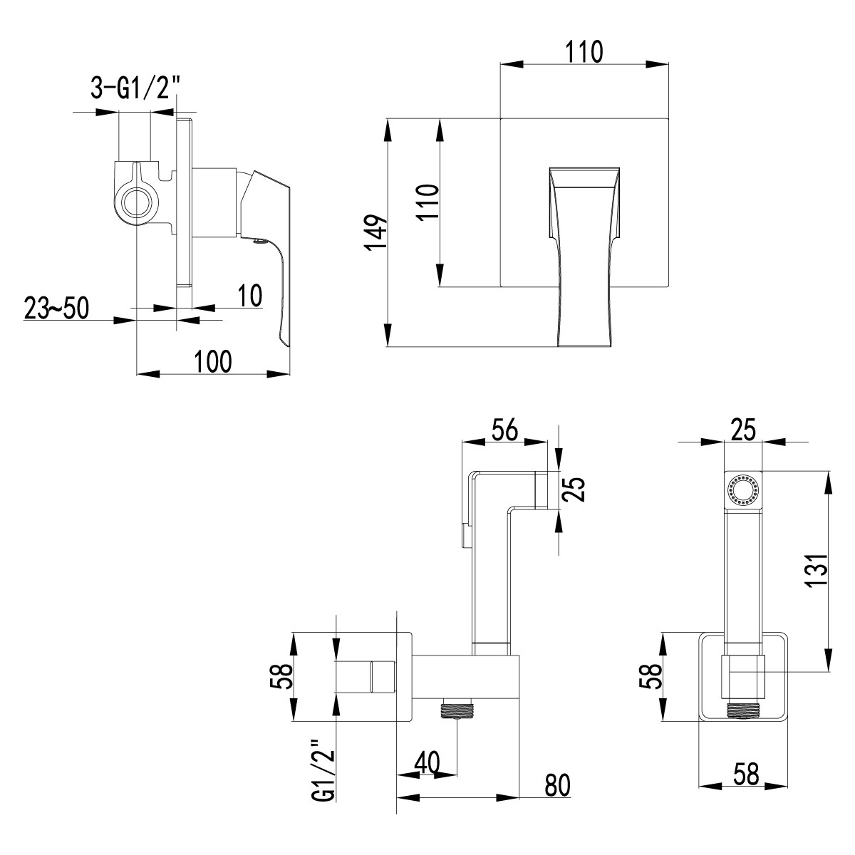 Смеситель Lemark Unit LM4519C с гиг. душем, встраиваемый - фото 2 - id-p103583438