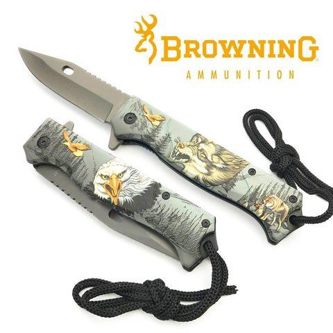 Нож складной Browning FA-47 с принтом (Волк) - фото 2 - id-p103585111