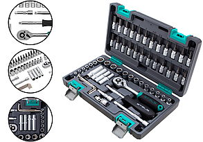 Набор инструментов, 1/4, CrV, пластиковый кейс, 57 предметов Stels