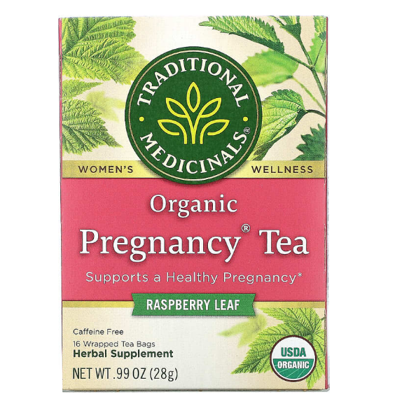 Traditional Medicinals, органический чай для беременных, листья малины, без кофеина, 16 чайных пакетиков, 28 г