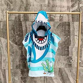 Детские полотенце пончо с капюшоном Акула-2