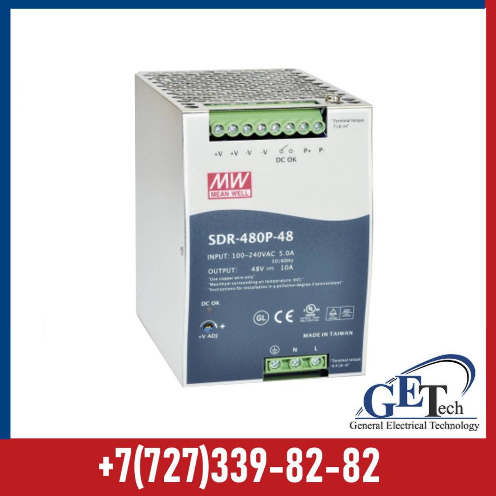 Блок питания Mean Well SDR-480P-48 100-240 В, 5 А. Выход: 48 В, 10 А. Преобразователь частоты до 3840 Вт