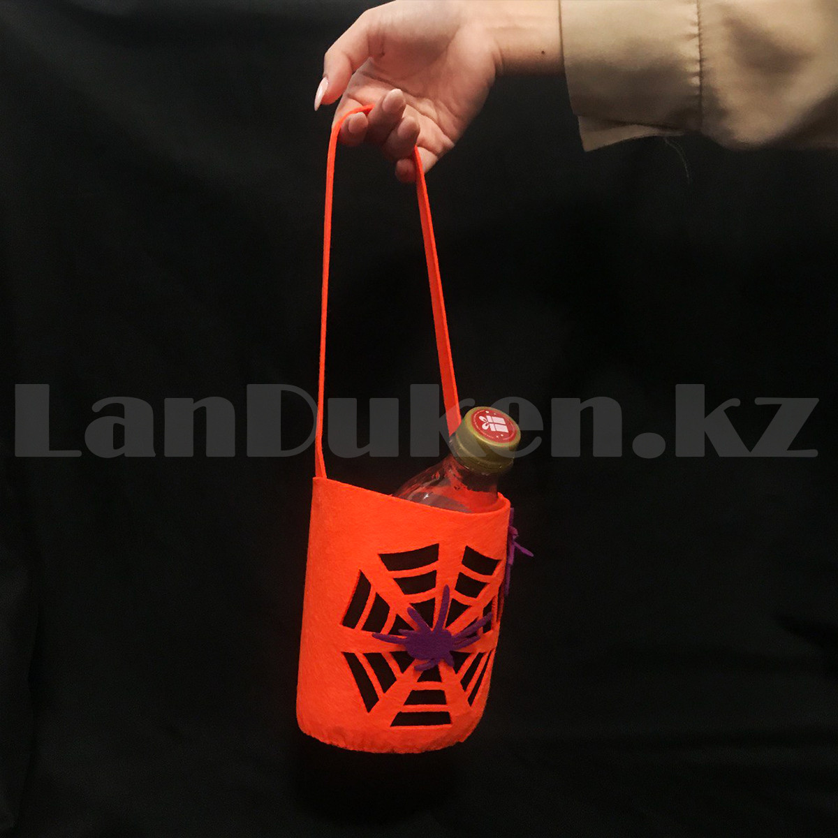 Конфетница сумка на Хэллоуин с пауками оранжевая - фото 4 - id-p103600516