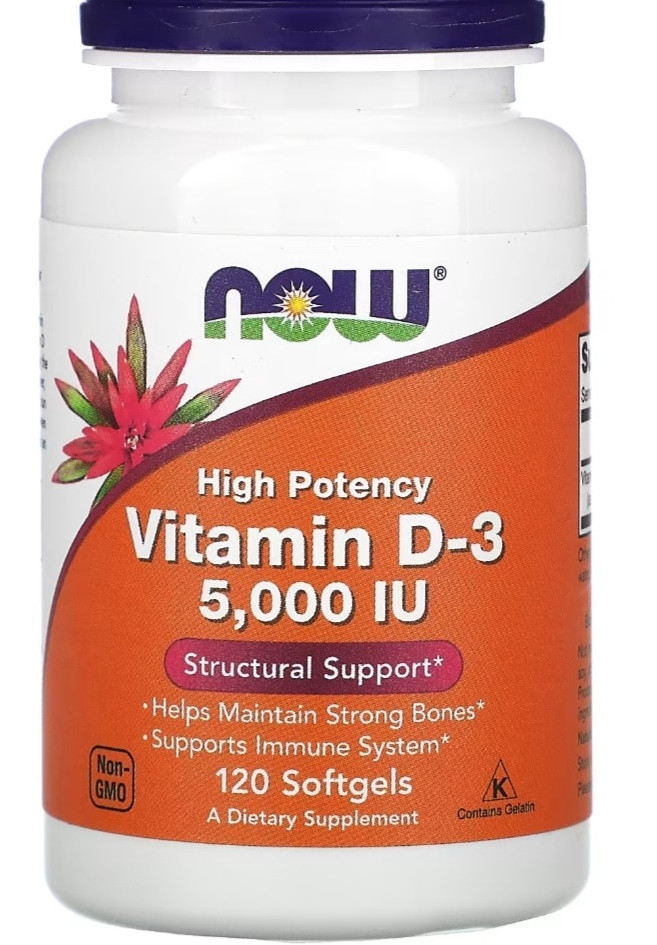 Now,Vitamin D- 3, 5,000 lu, 120 softgels