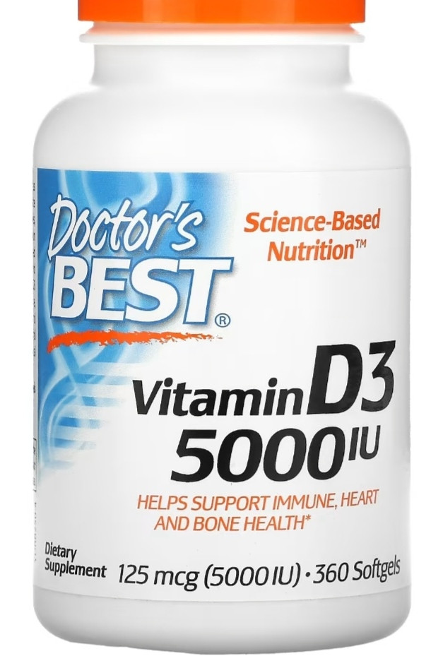 Doctor Best, Vitamin D-3 5,000 lu, 360 softgels