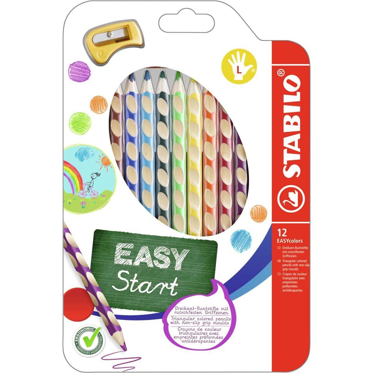 Карандаши цветные STABILO EASYcolors, для левшей, с точилкой, 12 цветов