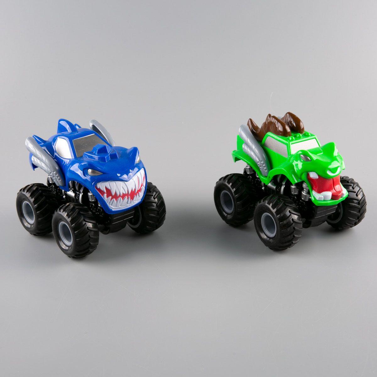 Monster SUV: Игровой набор 2 Машинки MONSTER SUV, на н/б, синий-зеленый