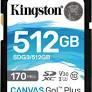Карта памяти SD, Kingston Canvas Go! Plus, 512GB, SDG3/512GB, Class 10, UHS-I, R170/W90