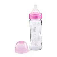 Chicco: Бутылочка для кормления Wellbeing силикон 240 мл 0м+, стекло, розовый