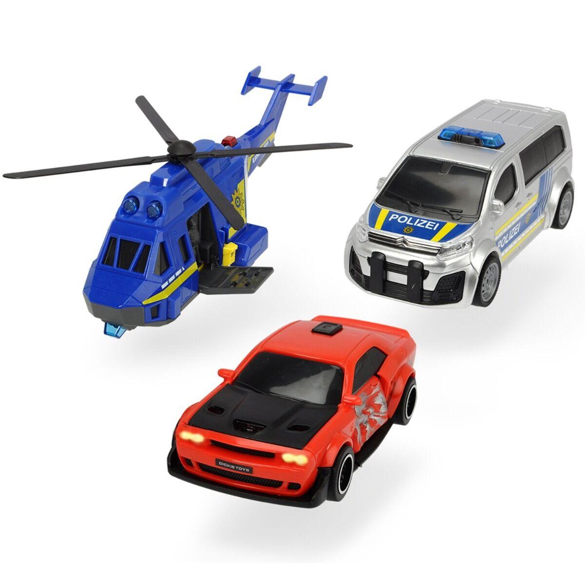 Dickie: Полицейская погоня, вертолет, 2 машинки (Dodge и Citroën)