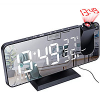 Умный проекционный LED будильник с радио и метеостанцией (черный)