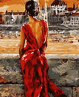 Картина по номерам "Девушка в красном" 40х50 см
