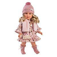 LLORENS: Кукла Анна 40 см, блондинка в розовом платье и меховом жилете