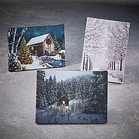 House of seasons: Декоративные картины "Зимний дом", с подсветкой, теплый свет 3 вида в ассорт.