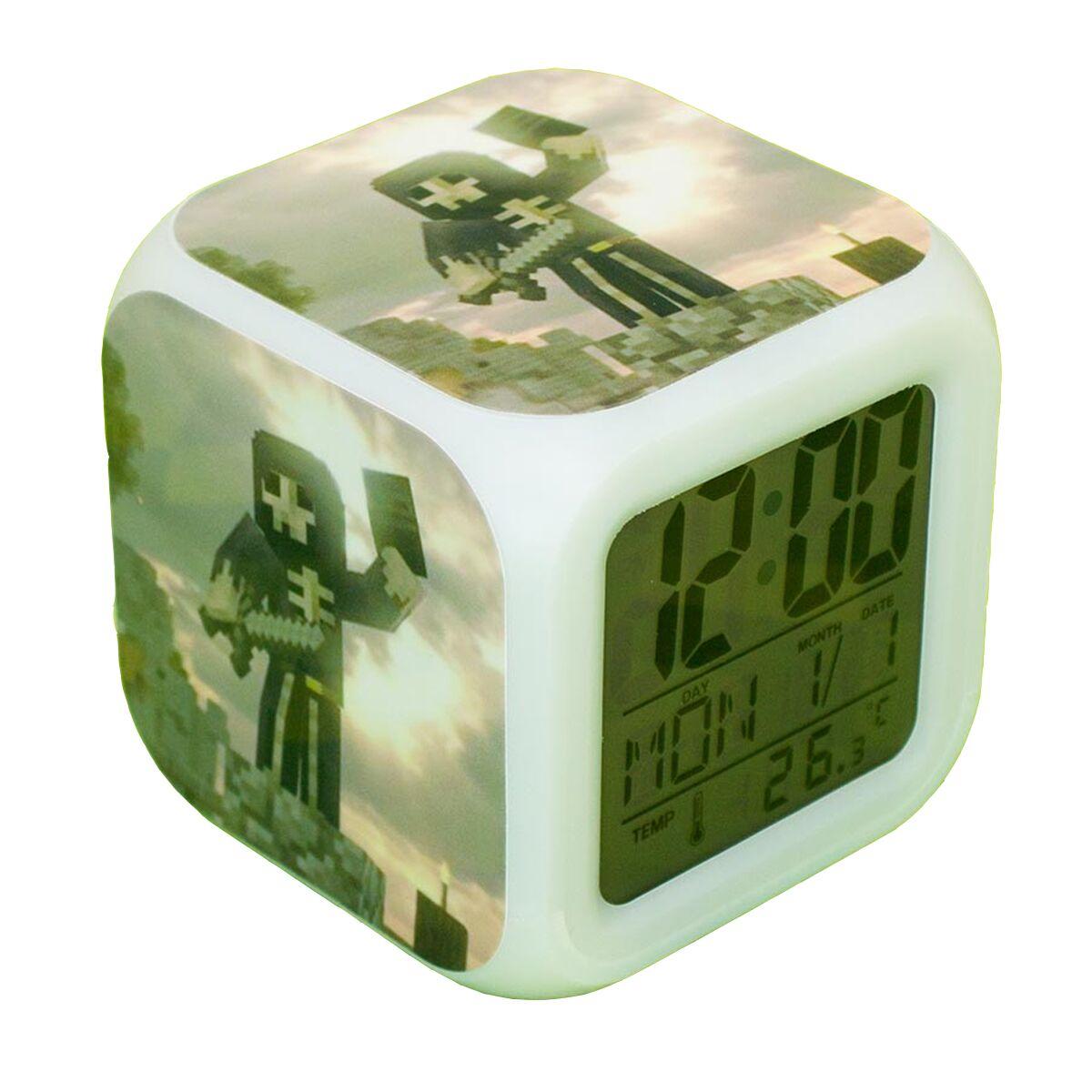 Часы-будильник Скелет пиксельные с подсветкой, фото 1
