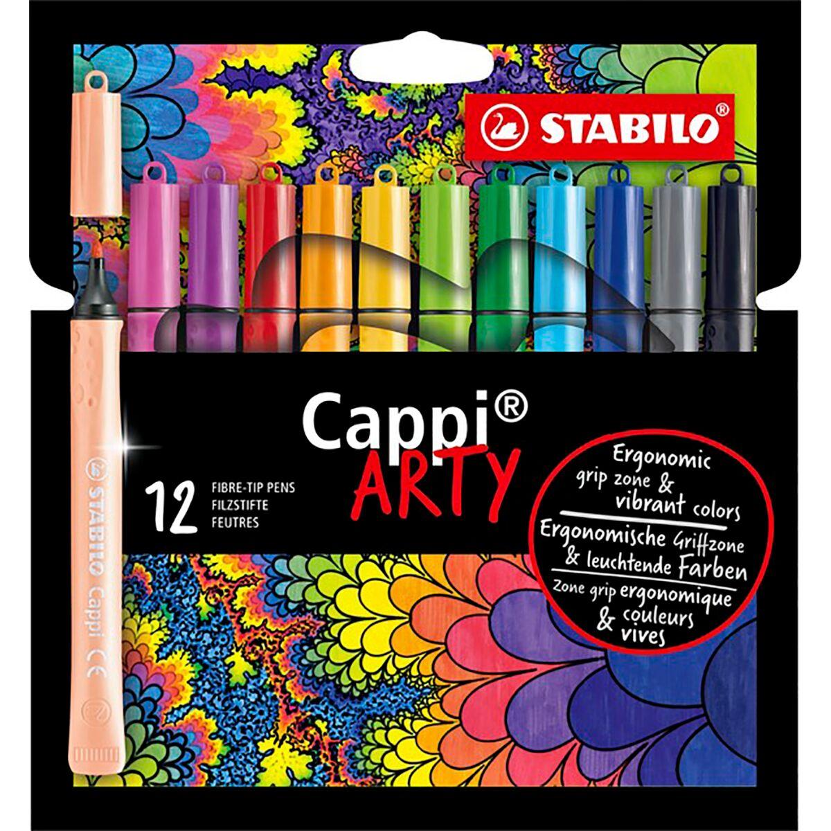 Фломастеры STABILO Cappi, с кольцом для колпачков, 12 цветов (серия Arty), фото 1