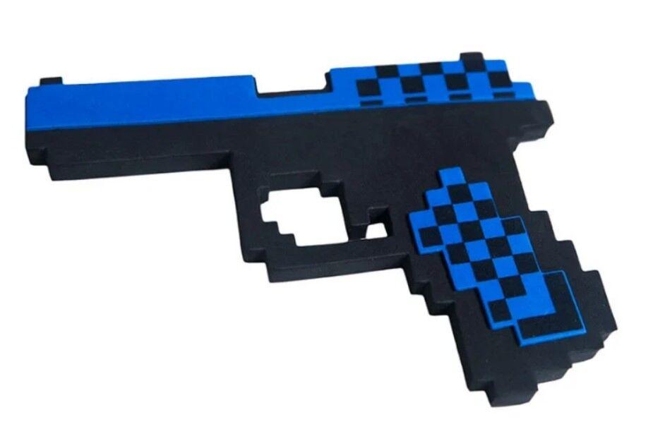 Minecraft: Пистолет Глок 17 Синий пиксельный 22см