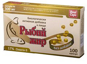 Real Caps, рыбий жир,17% омега-3, 100 капсул
