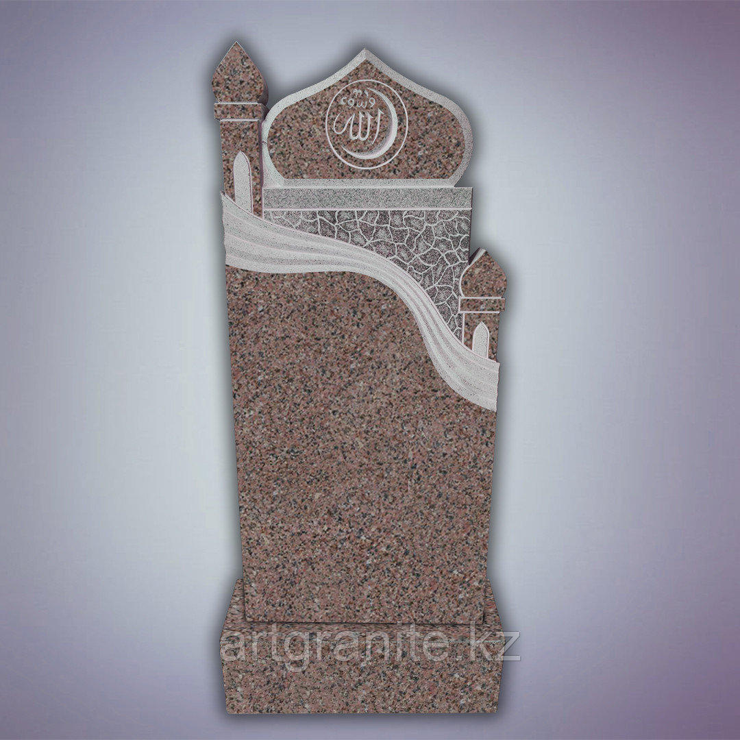 Памятник из гранита Акбакай, мусульманский, темно-розовый - фото 1 - id-p103657989