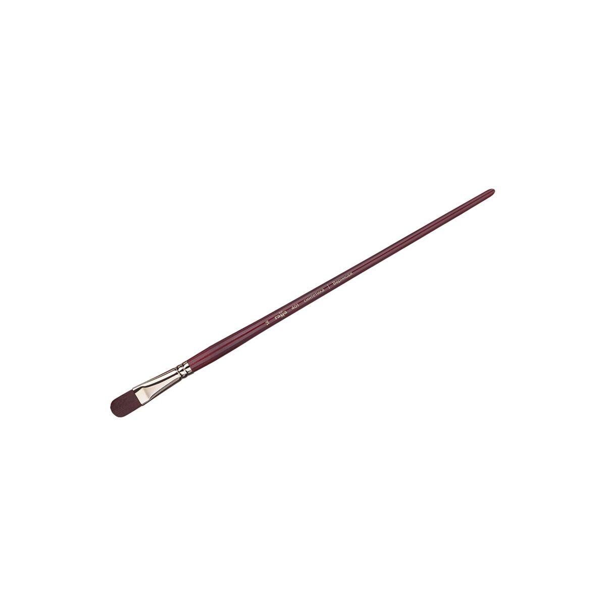 Кисть художественная синтетика бордовая "Вернисаж", плоскоовальная №14, длинная ручка