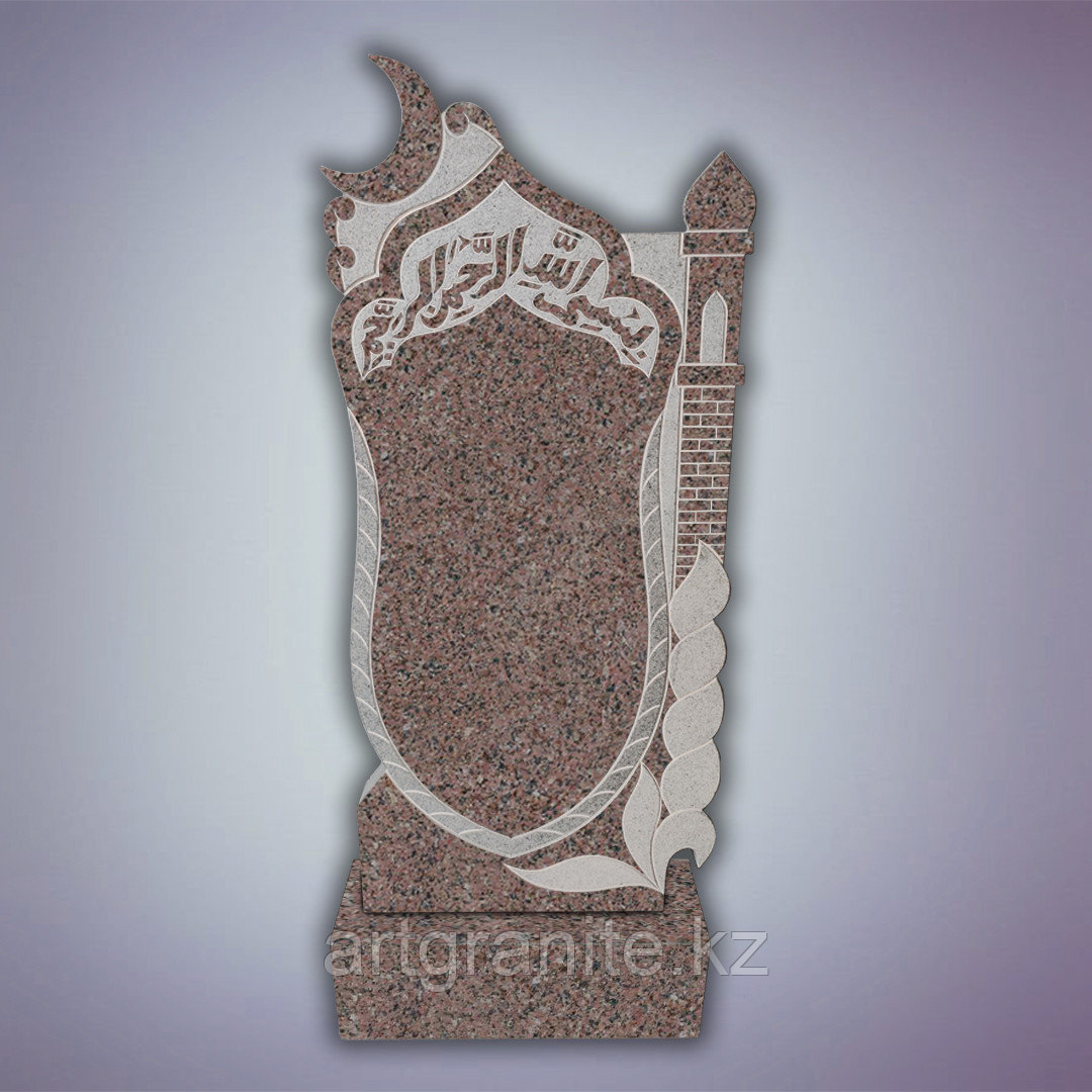 Памятник из гранита Акбакай, мусульманский, темно-розовый - фото 1 - id-p103658386