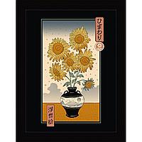 Постер в рамке "SUNFLOWERS UKIYOE" 30*40 см.