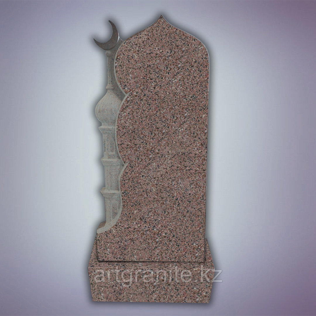 Памятник из гранита Акбакай, мусульманский, темно-розовый - фото 1 - id-p103659364