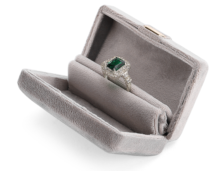Ювелирная коробочка для кольца серый бархат 19375-143