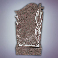 Граниттен жасалған ескерткіш Ақбақай, крестпен, қою қызғылт