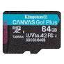 Карта памяти MicroSD, Kingston Canvas Go! Plus, 64GB, SDCG3/64GB, Class 10, UHS-I, R170/W70