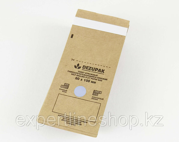 Крафт-пакеты DEZUPAK для стерилизации и хранения инструментов 60х100 мм (коричневый) 100 шт, фото 2